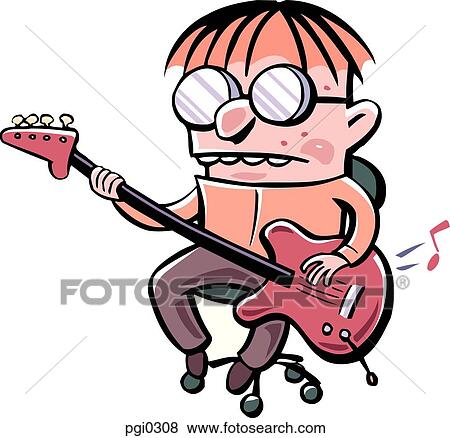 Stock Illustration - Drawing of a young man playing a guitar. Fotosearch