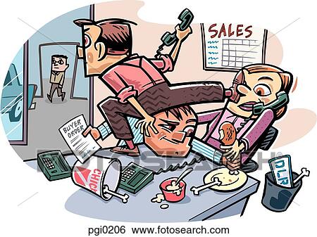 Employees in the sales department fighting with each other while a customer walks in View Large Illustration Stock Illustration - Employees in the sales department fighting with each other while a customer walks in. Fotosearch