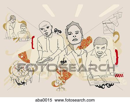 Stock Illustration - Illustration of scenes in an office environment. Fotosearch