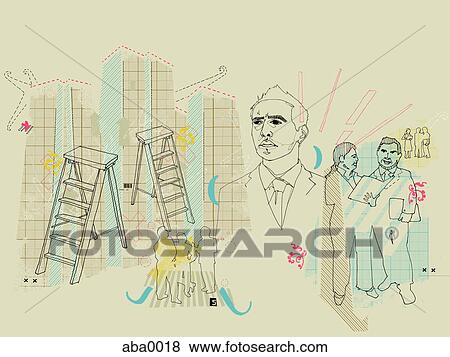 Illustration of the corporate ladder and business executives View Large Illustration Stock Illustration - Illustration of the corporate ladder and business executives. Fotosearch