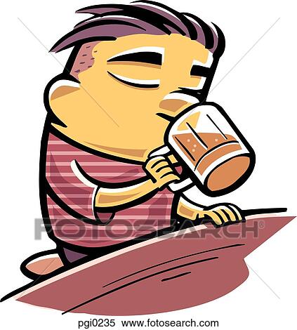 Stock Illustration - Man having a pint of beer. Fotosearch