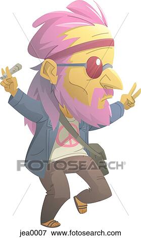 Stock Illustration - Portrait of a hippie. Fotosearch