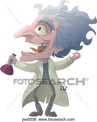 Stock Illustration - Portrait of a mad scientist. Fotosearch