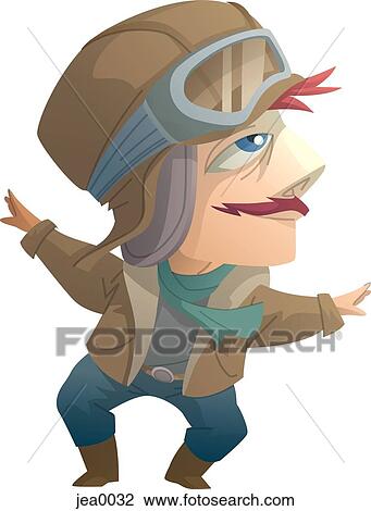 Drawing - Portrait of a pilot. Fotosearch