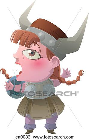 Drawing - Portrait of a viking. Fotosearch