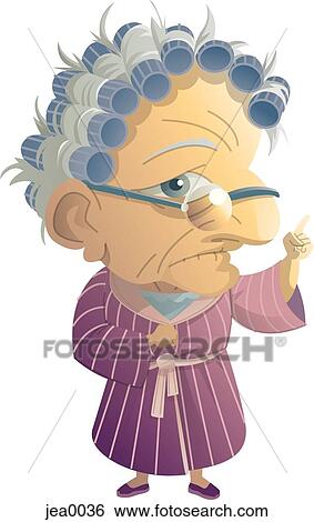 Portrait of an old woman with curlers in her hair View Large Illustration Stock Illustration - Portrait of an old woman with curlers in her hair. Fotosearch