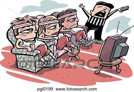 Stock Illustration - The referee calling the start of the couch potato race. Fotosearch