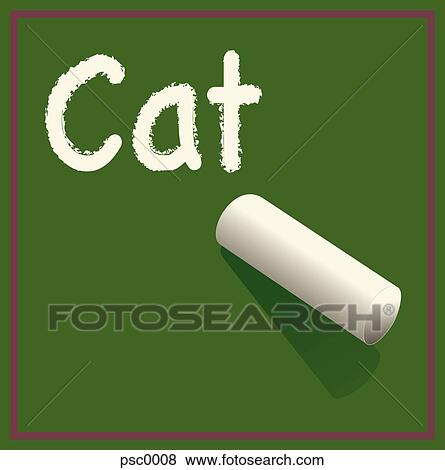The word "cat" written on the chalkboard View Large Illustration Stock Illustration - The word "cat" written on the chalkboard. Fotosearch