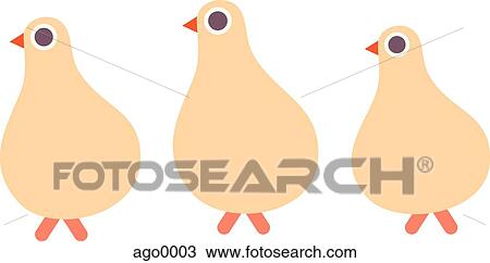 Drawing - Three birds. Fotosearch
