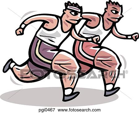 Stock Illustration - Two men competing in a race. Fotosearch