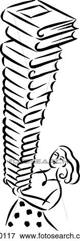 Woman carrying a stack of books View Large Illustration Stock Illustration - Woman carrying a stack of books. Fotosearch