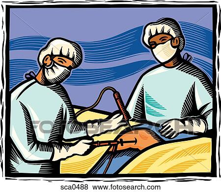 A 外科医 そして 看護婦 実行 ひざの外科手術 イラスト Sca04 Fotosearch