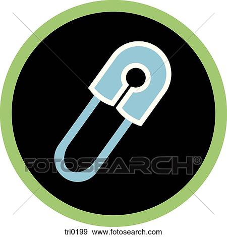 A 青 安全ピン 上に 黒い背景 イラスト Tri0199 Fotosearch