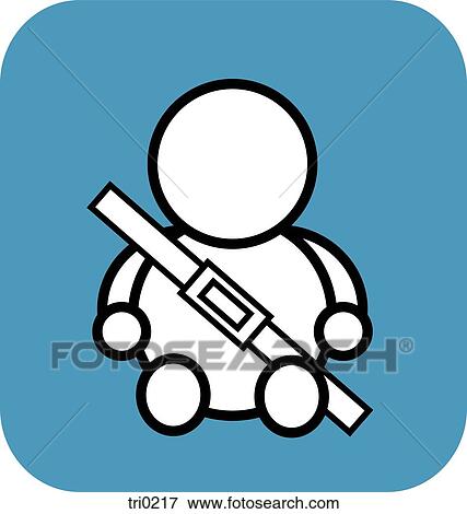 A baby with a seat belt on a blue background View Large Illustration Stock Illustration - A baby with a seat belt on a blue background. Fotosearch