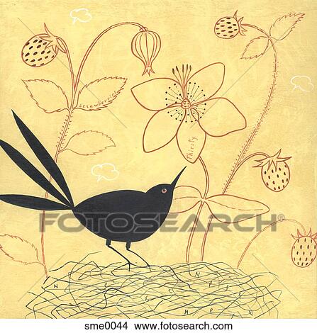 A bird sitting on a nest View Large Illustration Stock Illustration - A bird sitting on a nest. Fotosearch