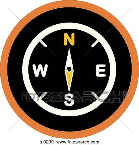 A black and orange compass View Large Illustration Stock Illustration - A black and orange compass. Fotosearch