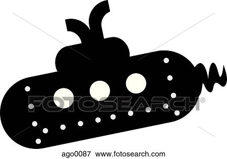 Stock Illustration - A black and white drawing of a submarine. Fotosearch