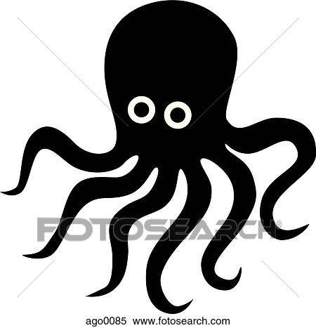 Stock Illustration - A black and white drawing of an octopus. Fotosearch