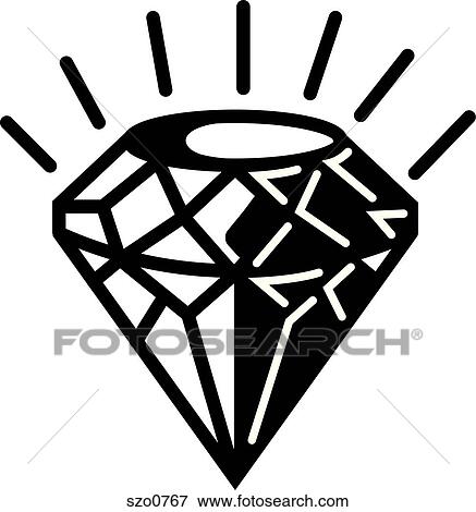 Stock Illustration - A black and white illustration of a diamond. Fotosearch