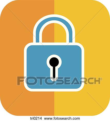 A blue lock on orange and yellow background View Large Illustration Stock Illustration - A blue lock on orange and yellow background. Fotosearch