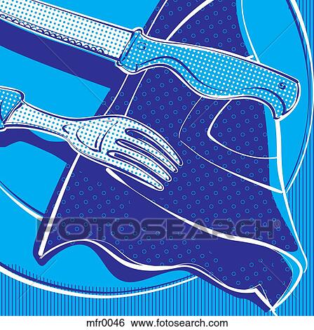 A blue place setting View Large Illustration Stock Illustration - A blue place setting. Fotosearch