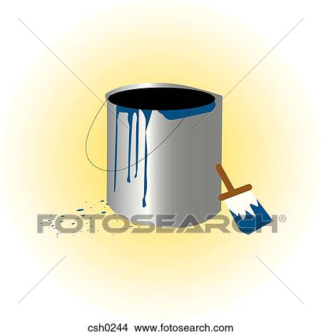 Stock Illustration - A bucket of blue paint. Fotosearch