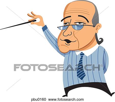 Clipart - A businessman holding a pointer. Fotosearch