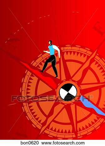 A businessman standing on a compass View Large Illustration Clipart - A businessman standing on a compass. Fotosearch