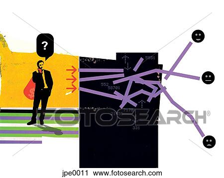 A businessman thinking of where to invest his money View Large Illustration Clip Art - A businessman thinking of where to invest his money. Fotosearch