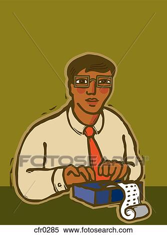 A businessman using a calculator on green background View Large Illustration Stock Illustration - A businessman using a calculator on green background. Fotosearch