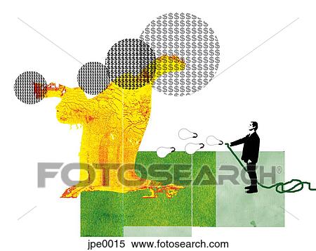 A businessman watering a money tree with light bulbs for water View Large Illustration Stock Illustration - A businessman watering a money tree with light bulbs for water. Fotosearch