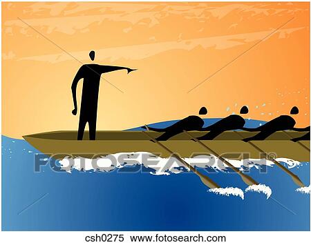 Stock Illustration - A coxswain at the head of a boat. Fotosearch