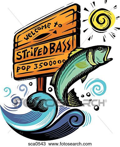 A fish in mid-air infront of a sign View Large Illustration Drawing - A fish in mid-air infront of a sign. Fotosearch
