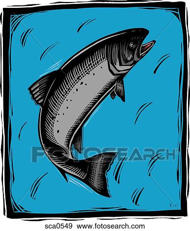 Stock Illustration - A fish jumping out of water. Fotosearch
