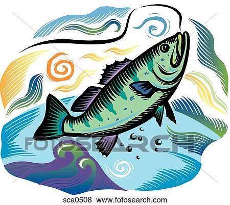 Stock Illustration - A fish taking bait. Fotosearch