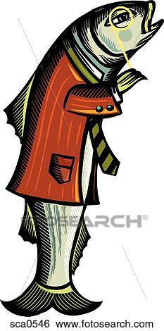 Stock Illustration - A fish wearing a monocle. Fotosearch