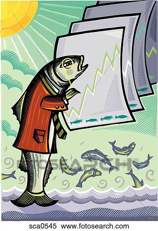 A fish wearing a monocle while reading fishing forecasts View Large Illustration Stock Illustration - A fish wearing a monocle while reading fishing forecasts. Fotosearch