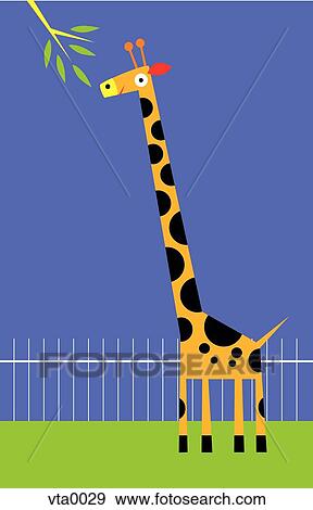 A giraffe about to eat leaves on a tree View Large Illustration Stock Illustration - A giraffe about to eat leaves on a tree. Fotosearch