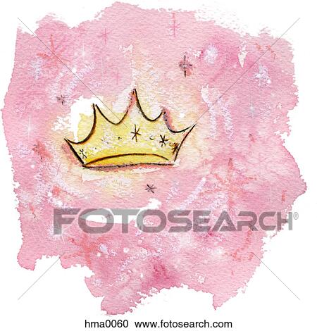 A golden crown on pink background View Large Illustration Clipart - A golden crown on pink background. Fotosearch