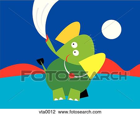 A green elephant View Large Illustration Drawing - A green elephant. Fotosearch