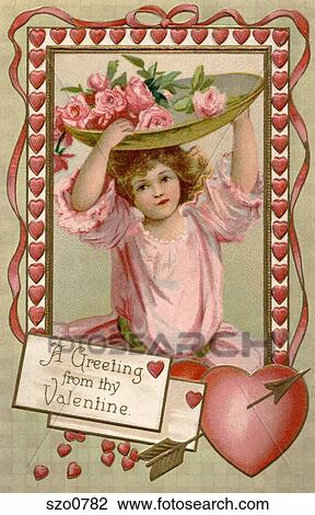 A Greeting from thy Valentine postcard View Large Illustration Drawing - A Greeting from thy Valentine postcard. Fotosearch