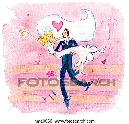 A groom carrying his bride View Large Illustration Stock Illustration - A groom carrying his bride. Fotosearch