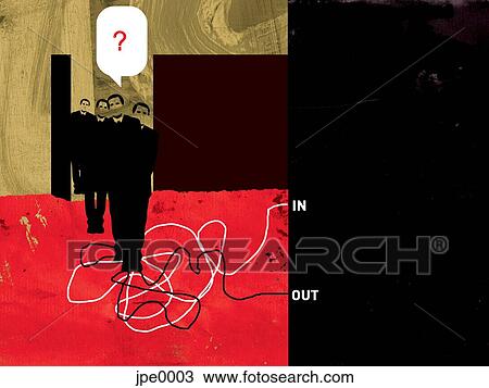 Drawing - A line of businessmen. Fotosearch