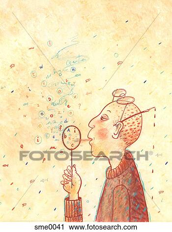 Clip Art - A man blowing bubbles. Fotosearch
