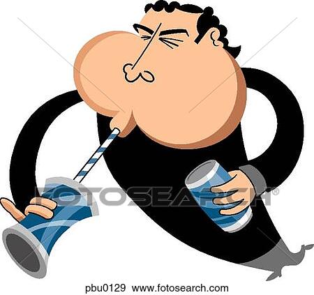 Stock Illustration - A man drinking soda on white background. Fotosearch