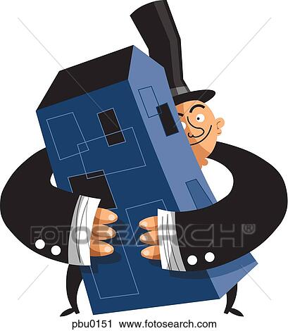 Clip Art - A man hugging a building. Fotosearch