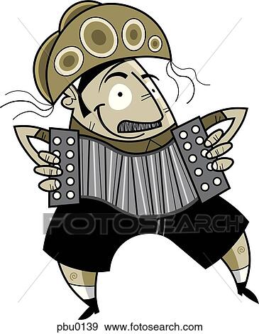 Stock Illustration - A man playing an accordian. Fotosearch