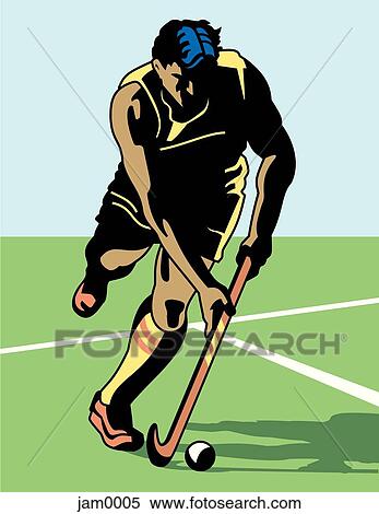 Stock Illustration - A man playing field hockey. Fotosearch