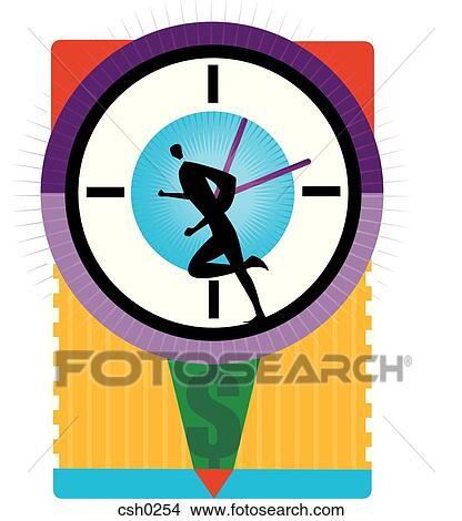 Stock Illustration - A man racing against time. Fotosearch