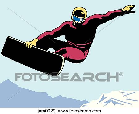 A man snowboarding View Large Illustration Stock Illustration - A man snowboarding. Fotosearch